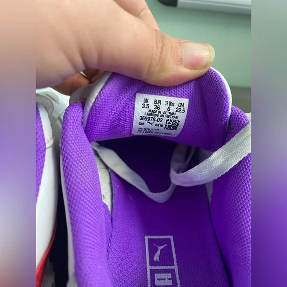 Puma Cali White Sneakers with Pink and Purple Highlights - 6 - Picture 5 of 8